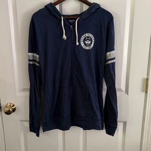 Blue and white university of ct zip up sweat shirt